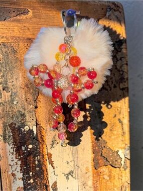 Handmade Sunset Pom Pom Bag Charm